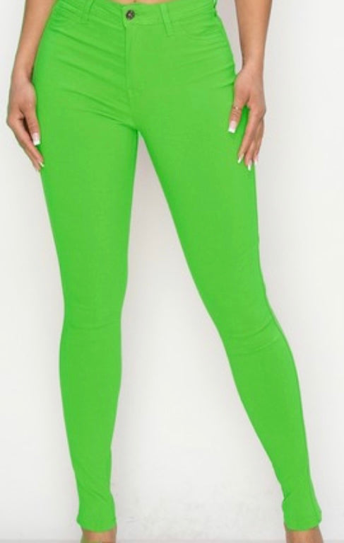 High Waisted Apple Green Jeans